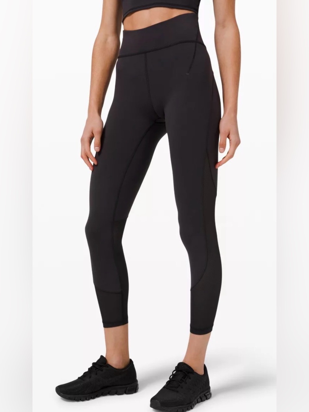 Lululemon Black Mesh Inset Black Leggings Size 4